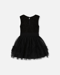 Sleeveless Dress With Tulle Skirt Black - G20O87_999