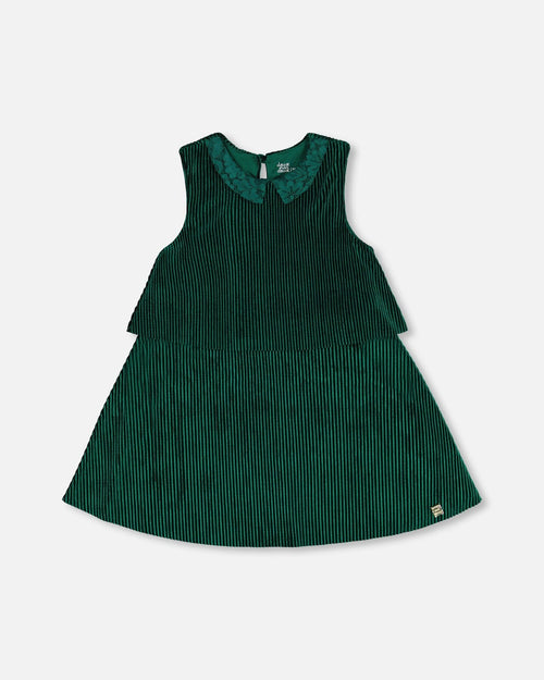 Sleeveless Dress With Eyelet Collar Forest Green - G20O91_371