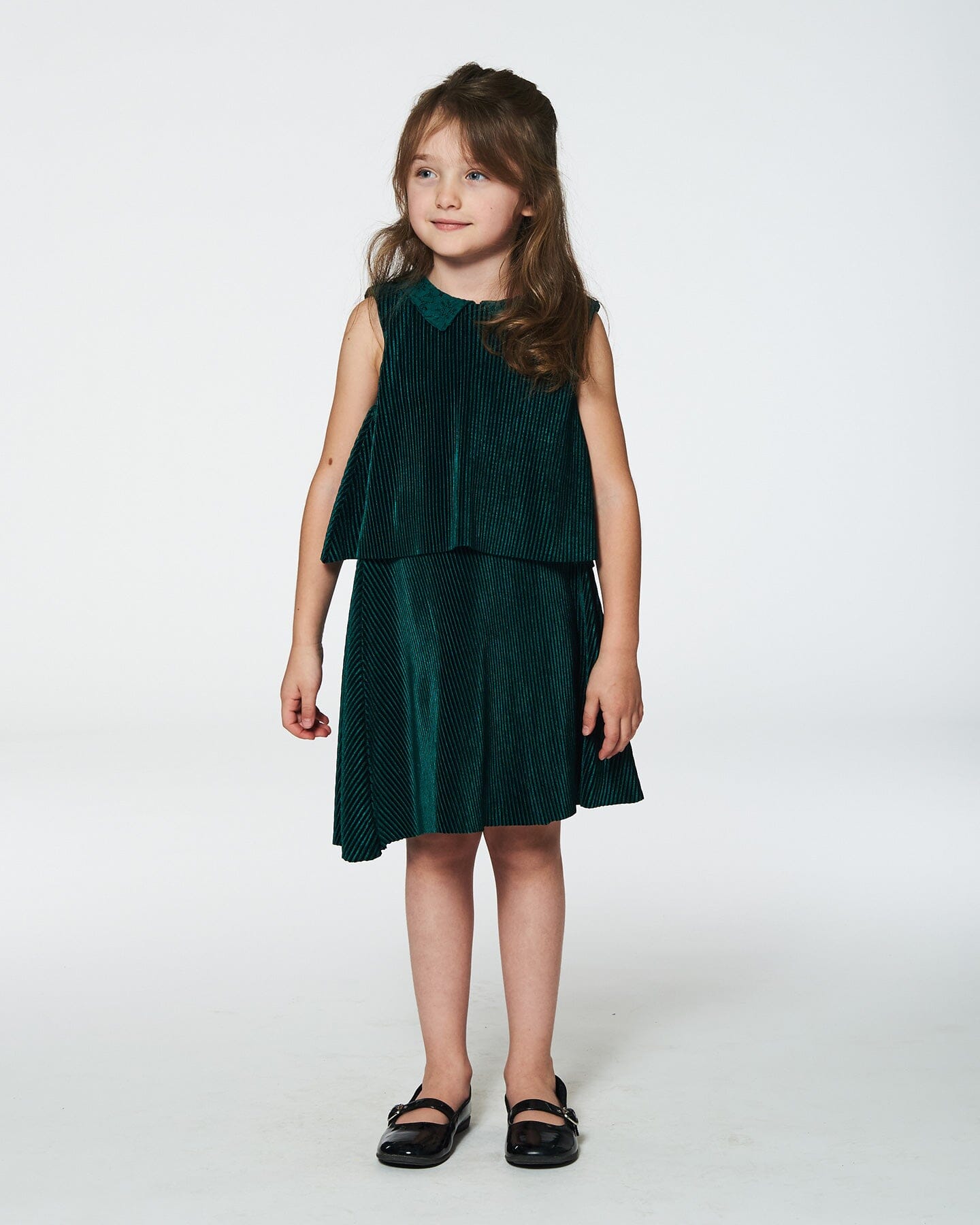 Sleeveless Dress With Eyelet Collar Forest Green Dresses Deux par Deux 