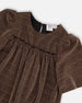 Short Sleeve Metallic Dress With Frills Golden Brown - G20O92_130