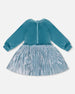 Bi-Material Long Sleeve Dress Blue Frost - G20O95_426