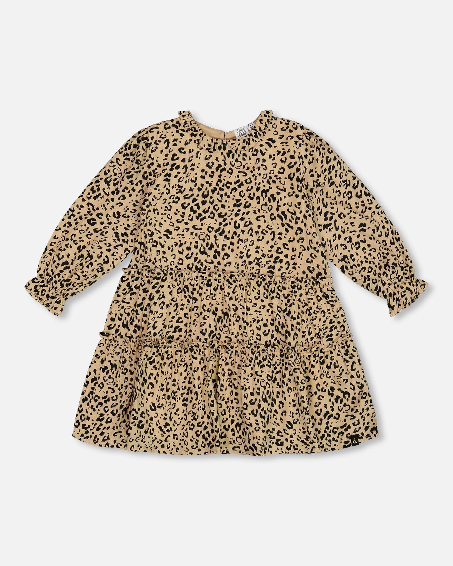 Long Sleeve Viscose Dress With Frill Printed Leopard - G20O98_000