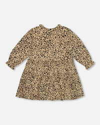 Long Sleeve Viscose Dress With Frill Printed Leopard - G20O98_000