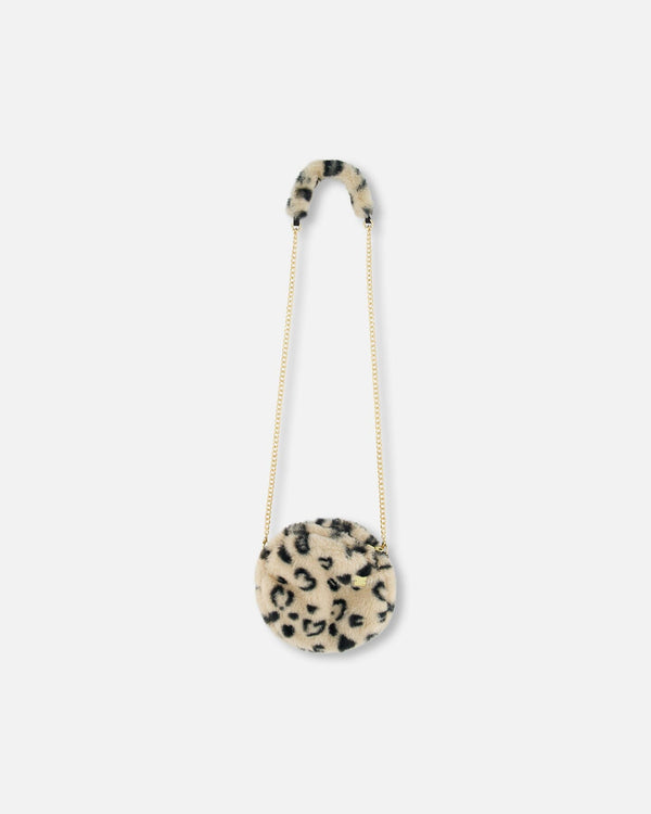 Printed Leopard Faux Fur Shoulder Bag Accessories Deux par Deux 