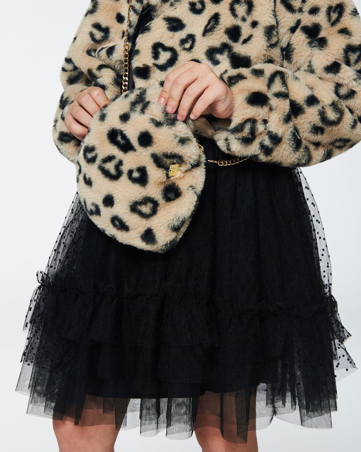 Printed Leopard Faux Fur Shoulder Bag Accessories Deux par Deux 