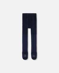 Tonal Jacquard Tights Navy Accessories Deux par Deux 