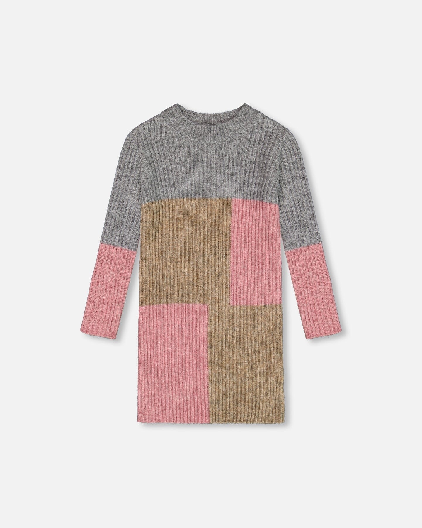 Colorblock Sweater Dress Gray, Golden And Pink - G20OT88_000