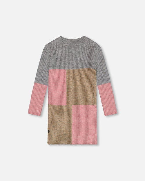 Colorblock Sweater Dress Gray, Golden And Pink - G20OT88_000