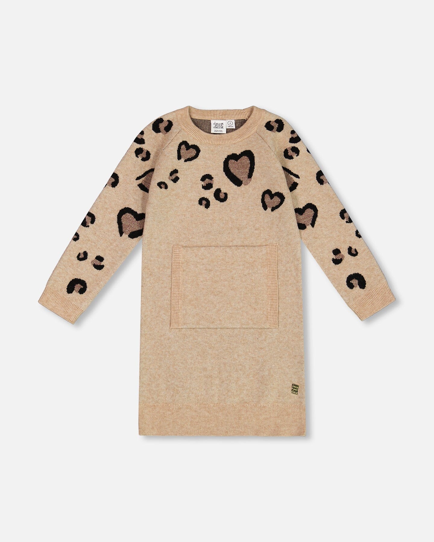 Sweater Dress With Heart Jacquard Beige Mix - G20OT89_101