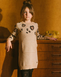 Sweater Dress With Heart Jacquard Beige Mix Dresses Deux par Deux 