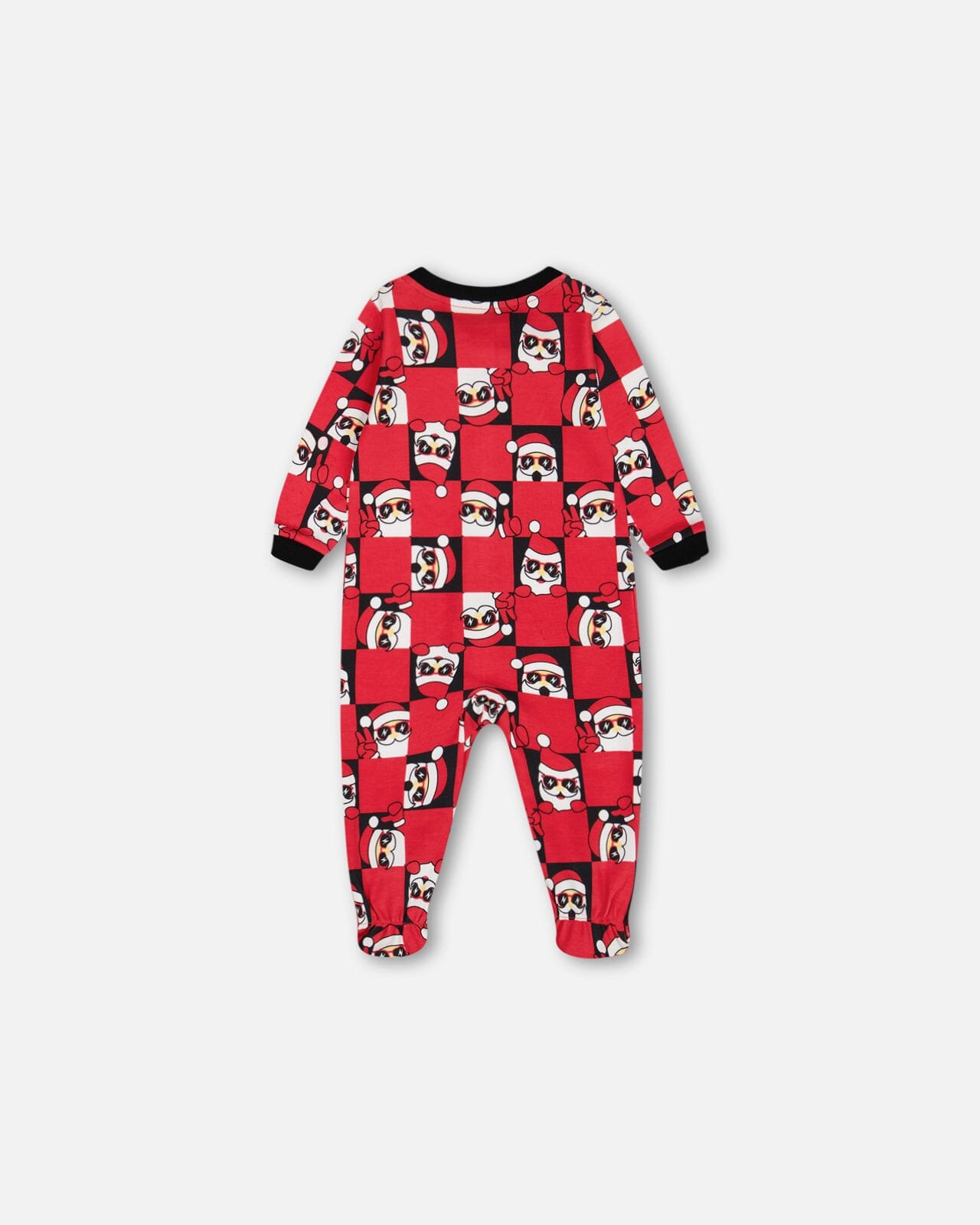 Organic Cotton One Piece Pajama Red Printed Santa Pajamas Deux par Deux 