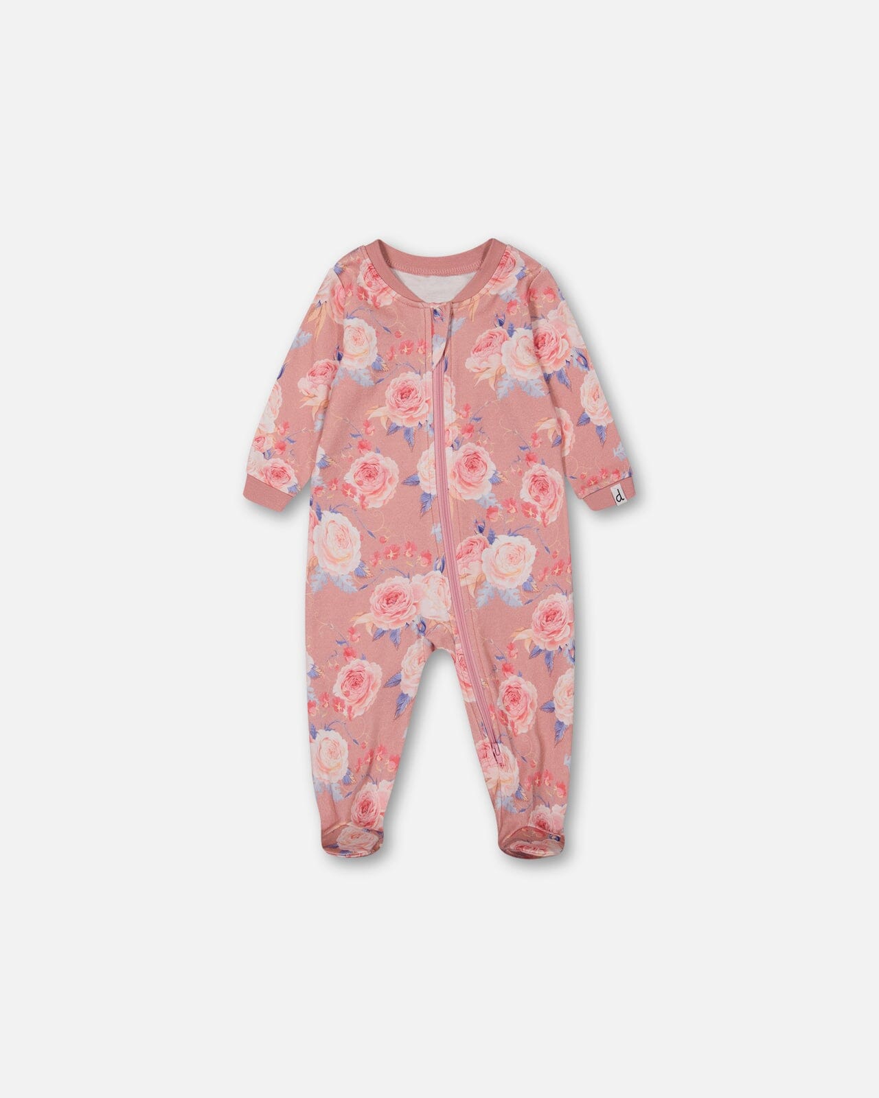 Organic Cotton One Piece Pajama Old Pink Printed Roses Pajamas Deux par Deux 