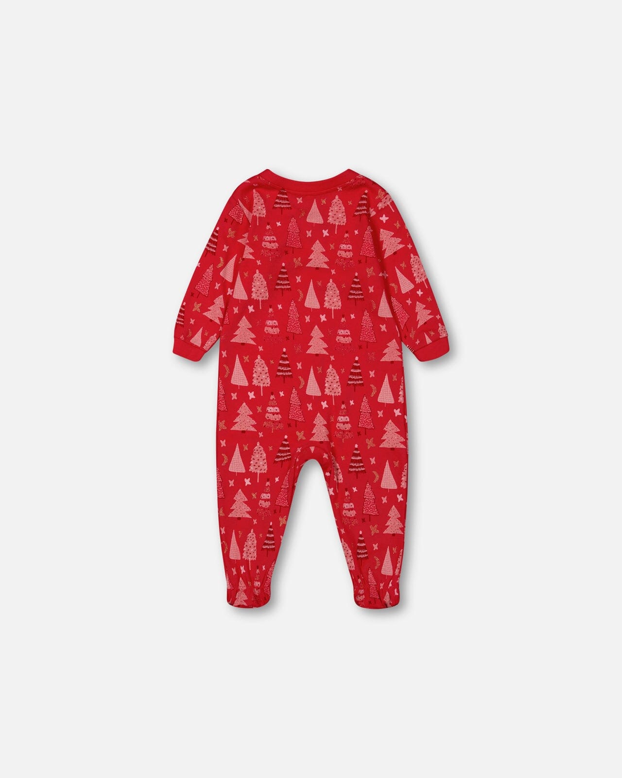 Organic Cotton One Piece Pajama Red Printed Christmas Tree Pajamas Deux par Deux 