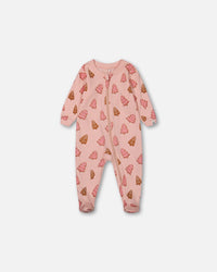 Organic Cotton One Piece Pajama Pink Christmas Cookies Pajamas Deux par Deux 