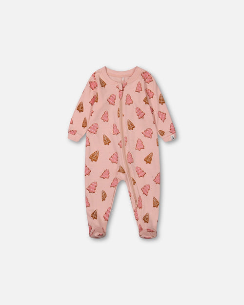 Organic Cotton One Piece Pajama Pink Christmas Cookies Pajamas Deux par Deux 