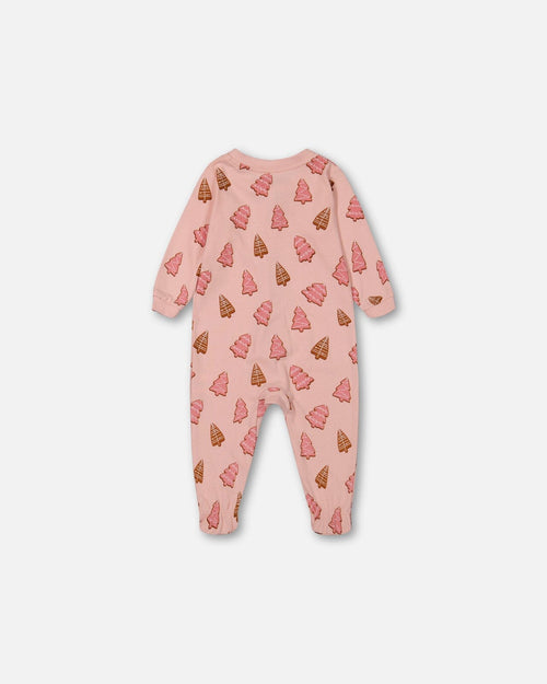 Organic Cotton One Piece Pajama Pink Christmas Cookies Pajamas Deux par Deux 