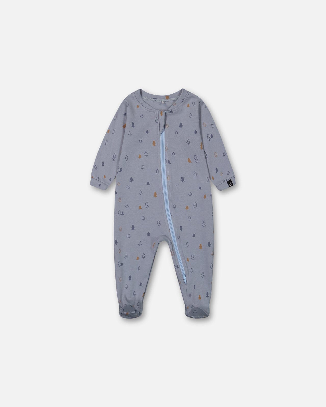 Organic Cotton One Piece Pajama Air Blue Printed Trees Pajamas Deux par Deux 