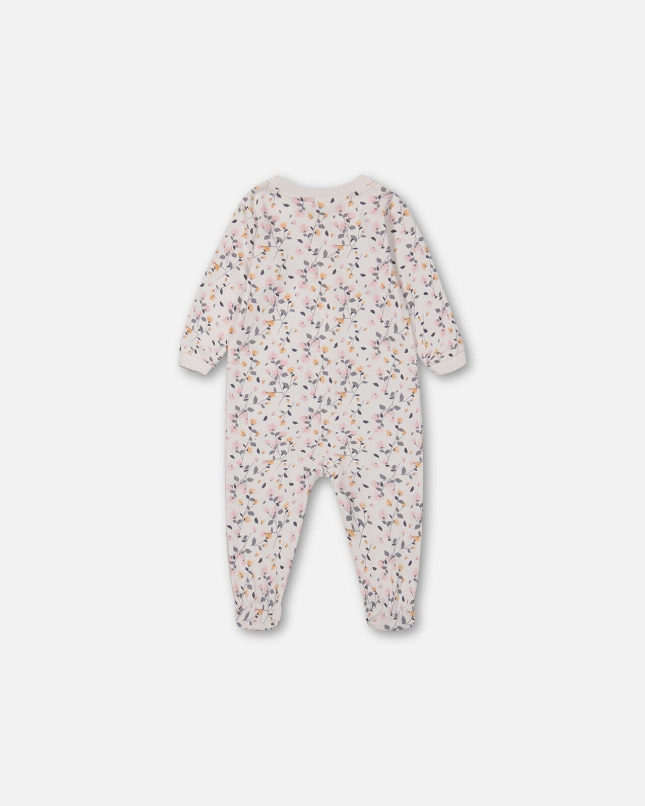 Organic Cotton One Piece Pajama Cream Printed Flowers Pajamas Deux par Deux 