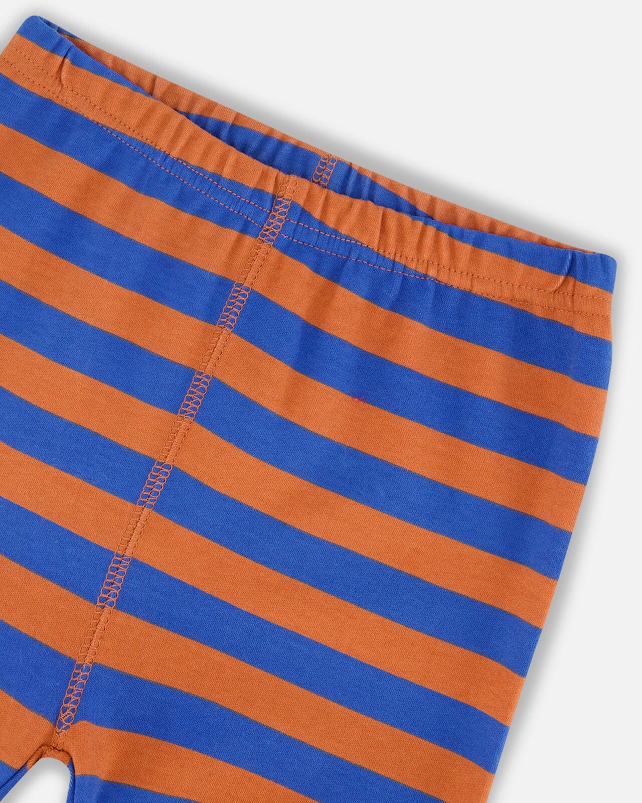 Organic Cotton Two Piece Pajama Set Blue And Orange Stripe Pajamas Deux par Deux 