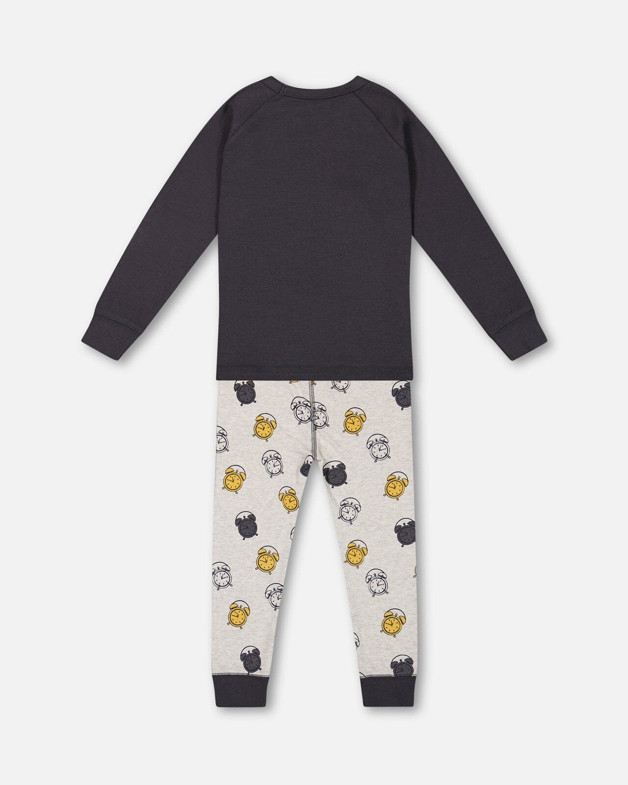 Organic Cotton Two Piece Pajama Set Gray Printed Egg-O-Clock Pajamas Deux par Deux 