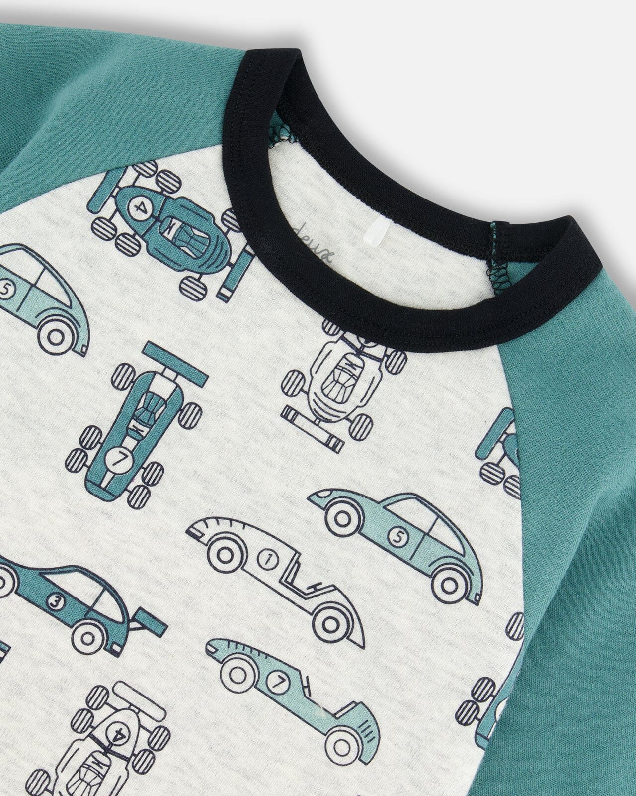 Organic Cotton Two Piece Pajama Set Green Printed Cars Pajamas Deux par Deux 