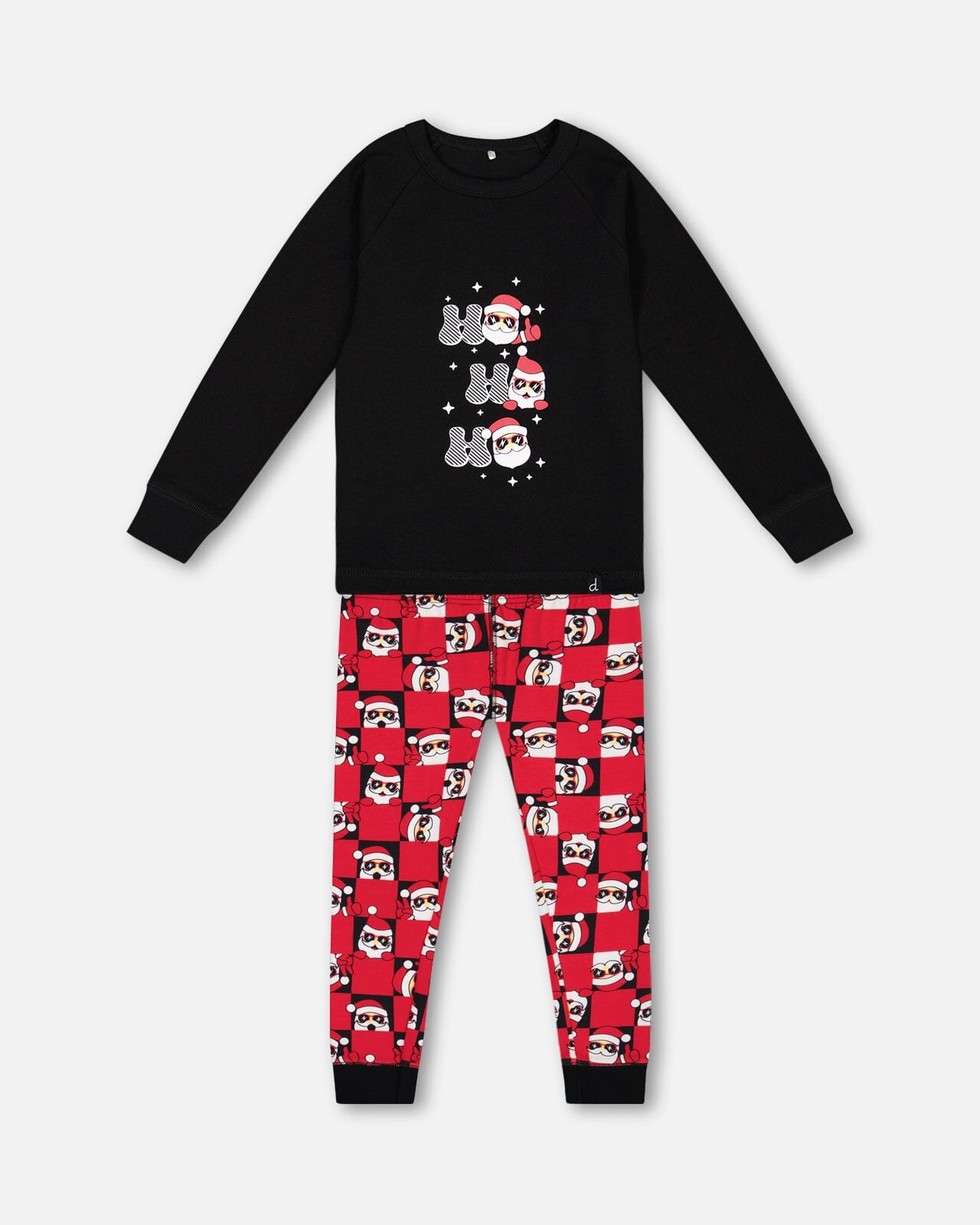 Organic Cotton Two Piece Pajama Set Red Printed Santa Pajamas Deux par Deux 