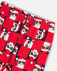 Organic Cotton Two Piece Pajama Set Red Printed Santa Pajamas Deux par Deux 