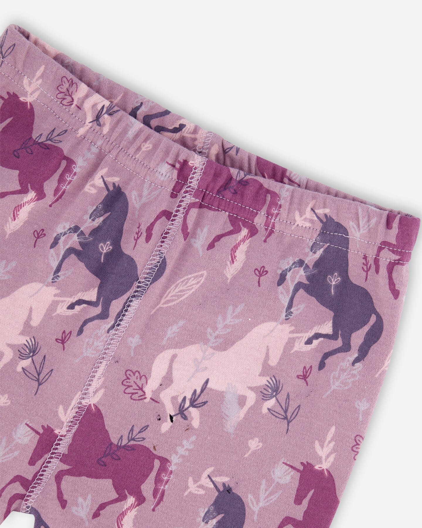 Organic Cotton Two Piece Pajama Set Mauve Printed Unicorns Pajamas Deux par Deux 