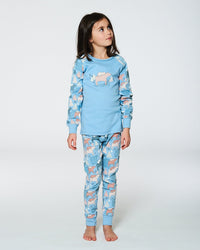 Organic Cotton Two Piece Pajama Set Air Blue Printed Mama Bears Pajamas Deux par Deux 