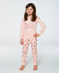 Organic Cotton Two Piece Pajama Set Pink Christmas Cookies Pajamas Deux par Deux 