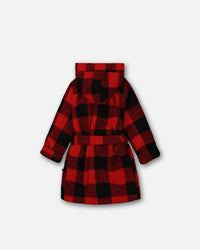 Plush Robe Plaid Black And Red Pajamas Deux par Deux 