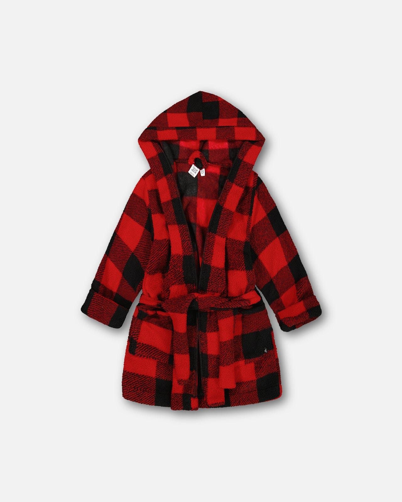 Plush Robe Plaid Black And Red Pajamas Deux par Deux 