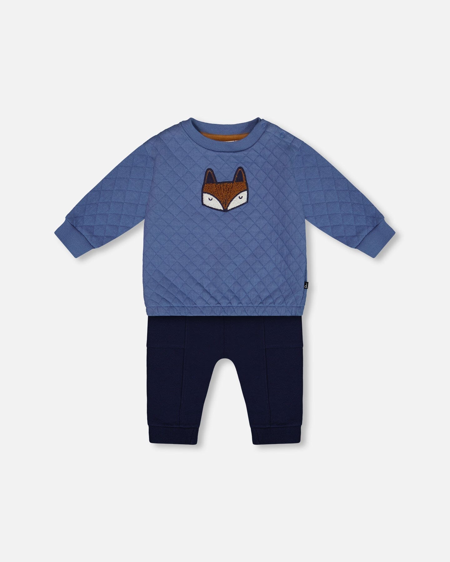 Quilted Sweatshirt And Fleece Pant Set Blue Sets Deux par Deux 