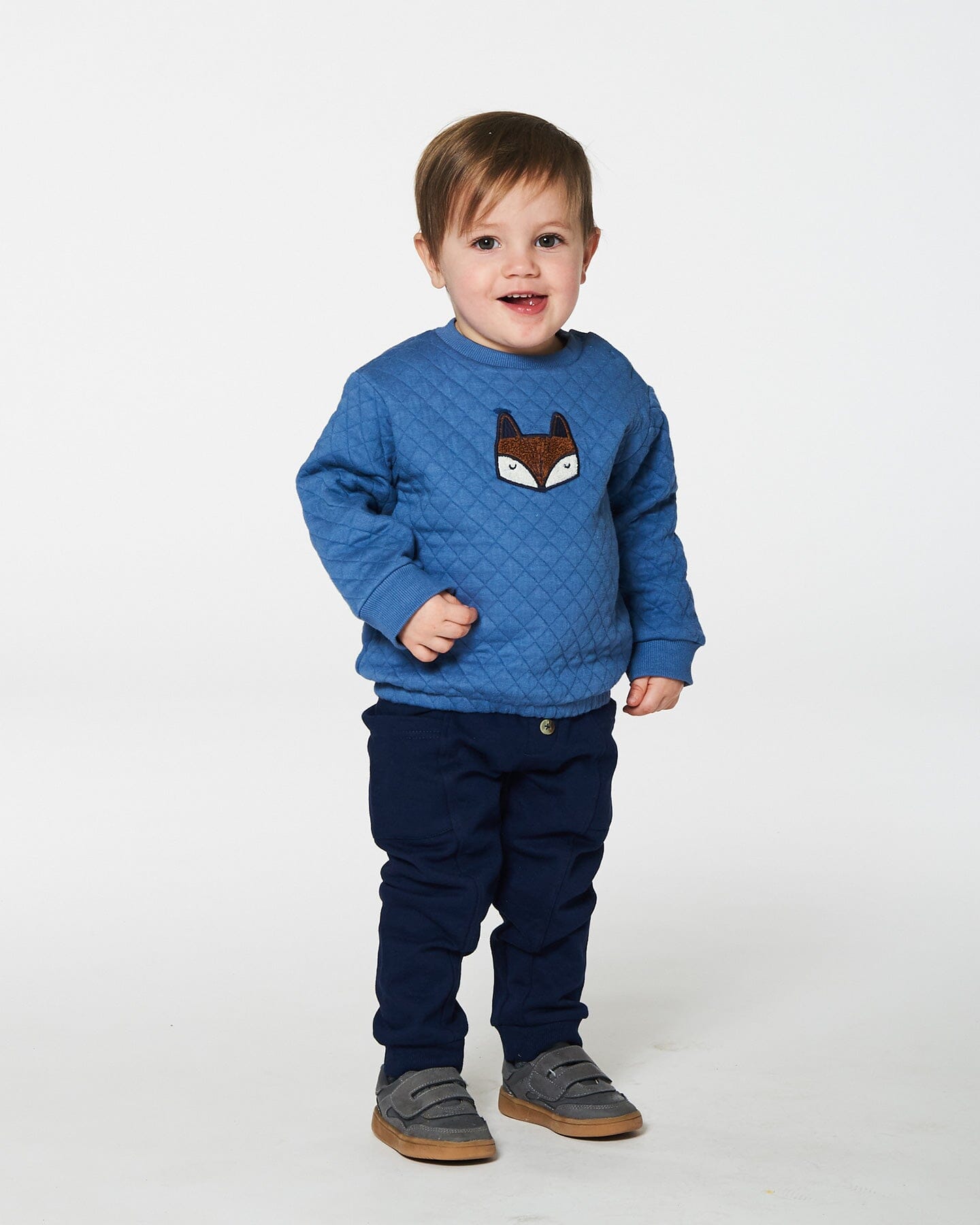 Quilted Sweatshirt And Fleece Pant Set Blue Sets Deux par Deux 