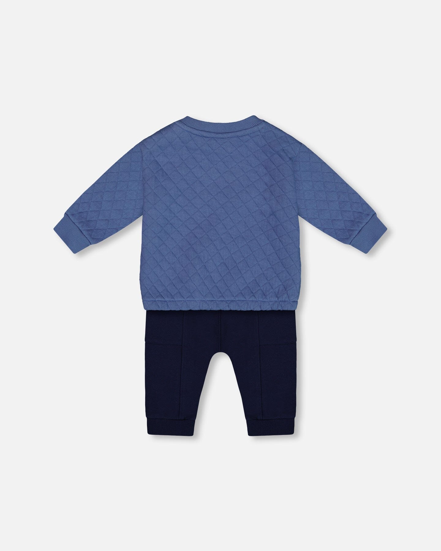 Quilted Sweatshirt And Fleece Pant Set Blue Sets Deux par Deux 