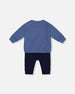 Quilted Sweatshirt And Fleece Pant Set Blue Sets Deux par Deux 