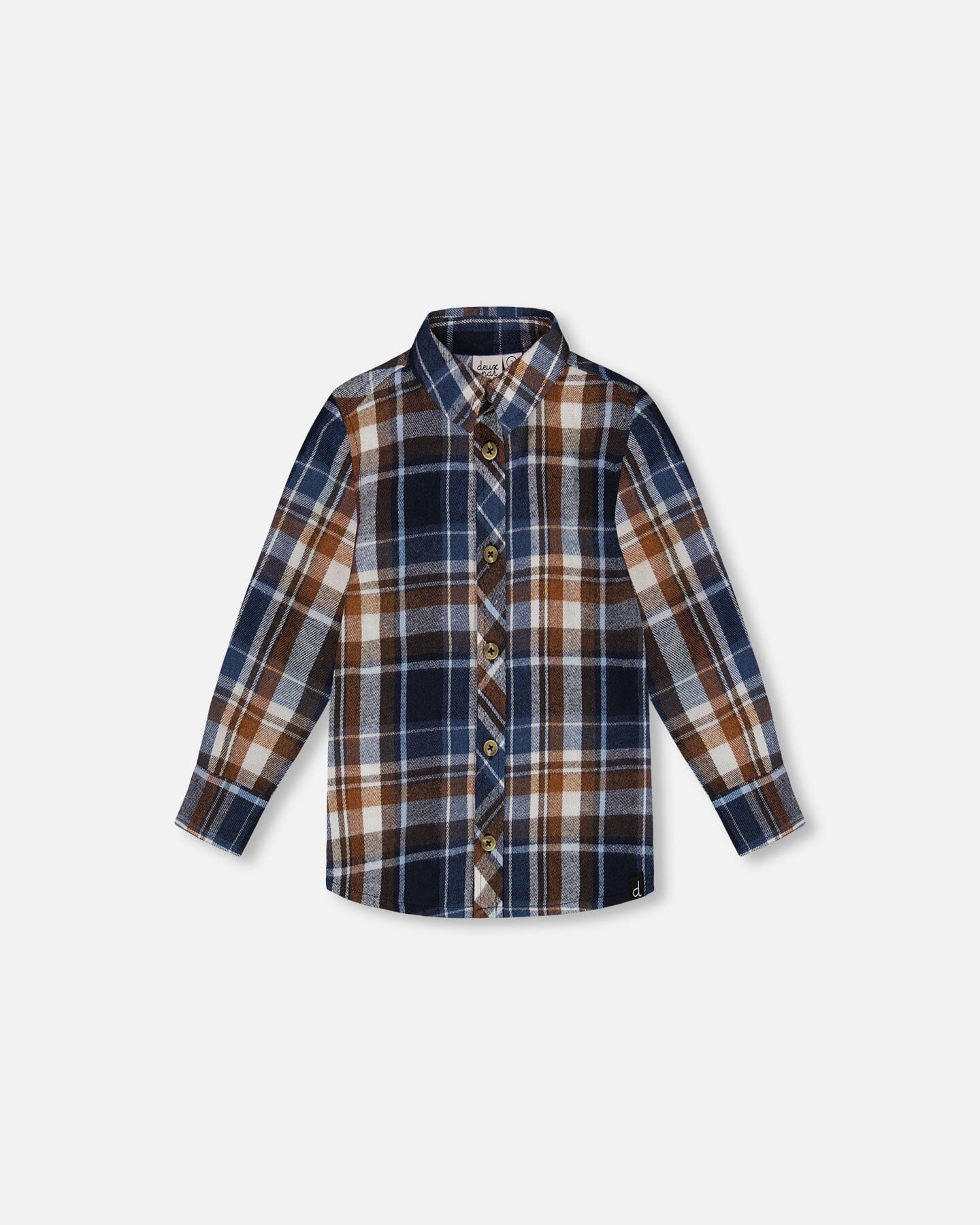 Long Sleeve Button Down Shirt Plaid Blue And Hazel Tees & Tops Deux par Deux 