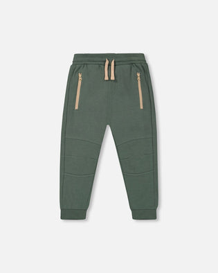 Fleece Sweatpants With Zip Pockets Forest Green Pants & Shorts Deux par Deux 