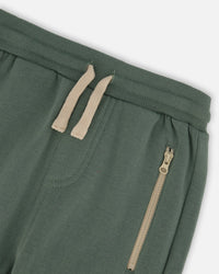 Fleece Sweatpants With Zip Pockets Forest Green Pants & Shorts Deux par Deux 