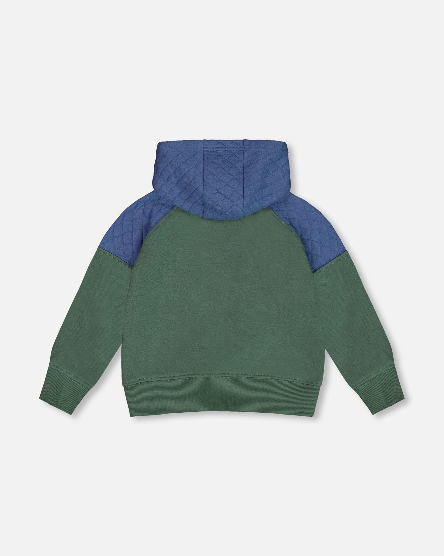 Full Zip Colorblock Hooded Fleece Sweatshirt Forest Green Sweaters & Hoodies Deux par Deux 