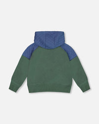 Full Zip Colorblock Hooded Fleece Sweatshirt Forest Green Sweaters & Hoodies Deux par Deux 