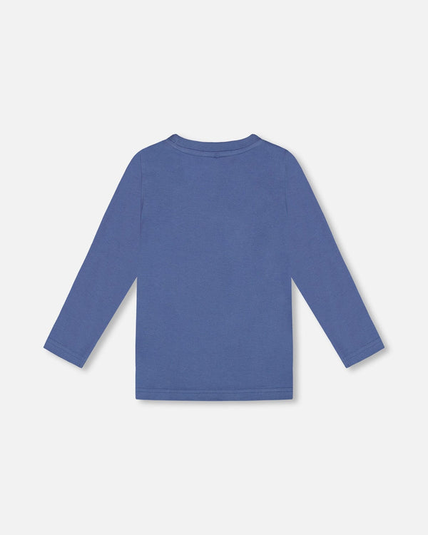 T-Shirt With Applique Blue Tees & Tops Deux par Deux 