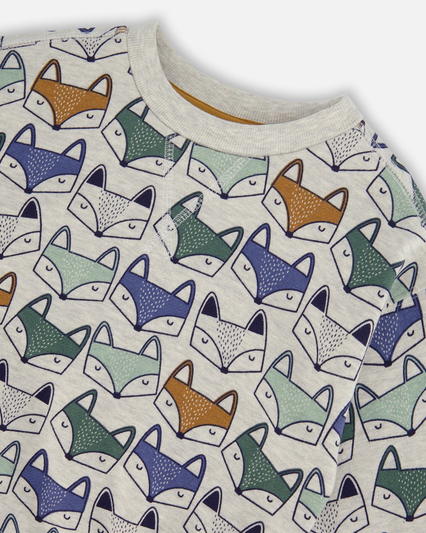 Printed Fox Fleece Sweatshirt Gray Mix Sweaters & Hoodies Deux par Deux 