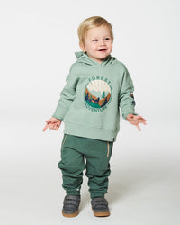 Hooded Fleece Sweatshirt With Print Sage Sweaters & Hoodies Deux par Deux 