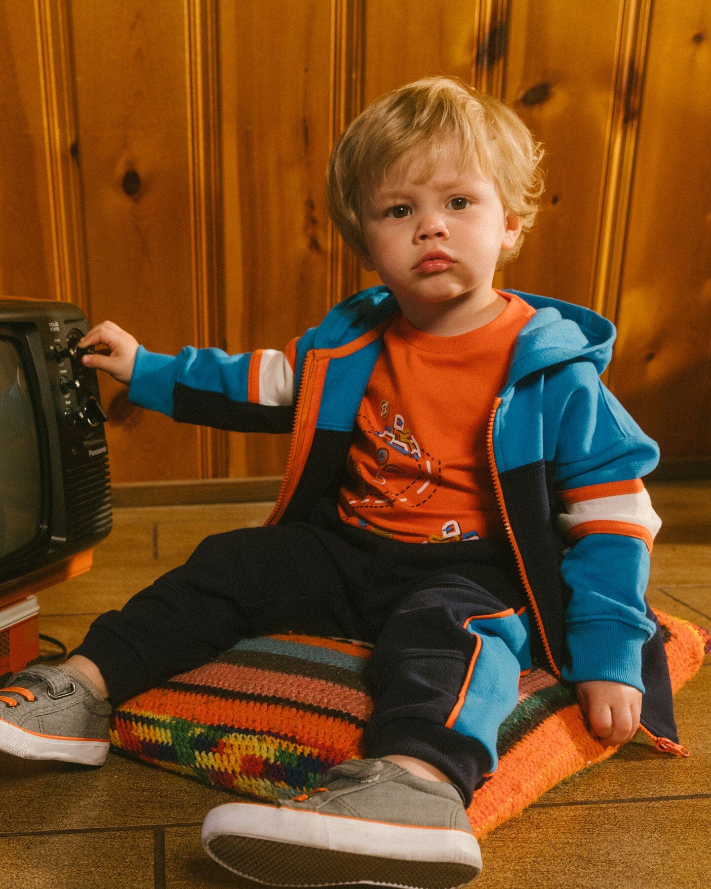 Fleece Sweatpants With Contrast Sides Navy Pants & Shorts Deux par Deux 