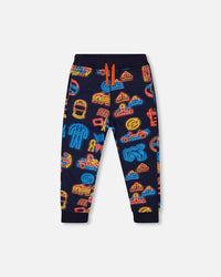 Printed Karting Fleece Sweatpants Navy Pants & Shorts Deux par Deux 