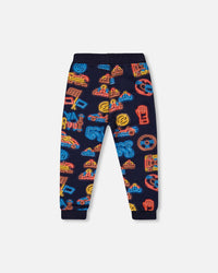 Printed Karting Fleece Sweatpants Navy Pants & Shorts Deux par Deux 