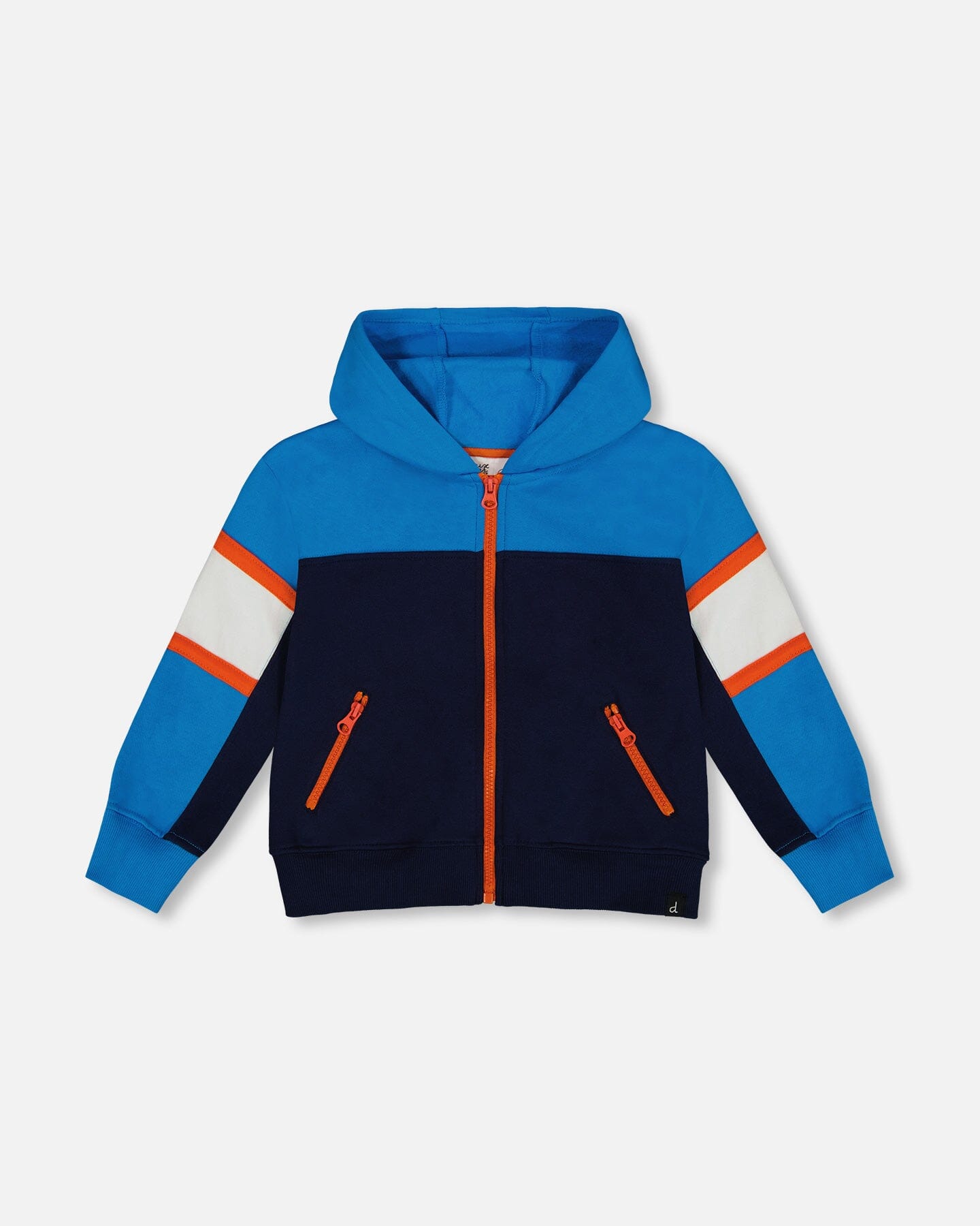 Full Zip Colorblock Hooded Fleece Sweatshirt Navy Sweaters & Hoodies Deux par Deux 