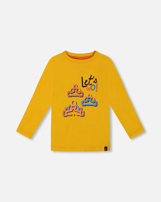 T-Shirt With Print Mustard Yellow Tees & Tops Deux par Deux 