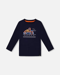 T-Shirt With Print Navy Tees & Tops Deux par Deux 